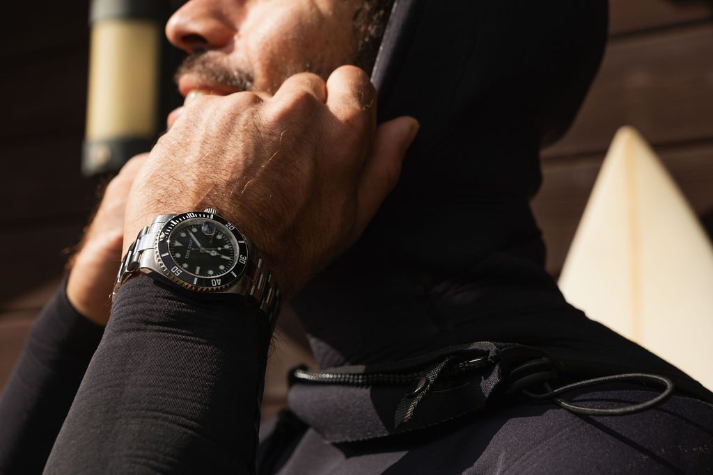 About to dive with diver watch.